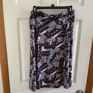 Red, Gray, and Back Lularoe Flare Skirt